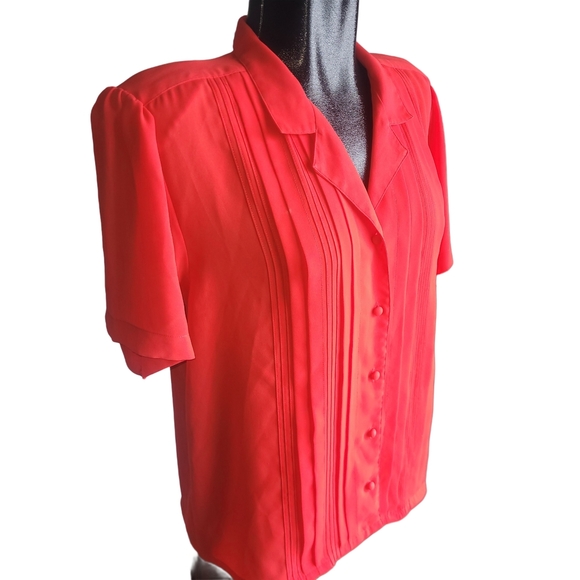 The Bay Vintage Red Short Sleeve Blouse Sz.16 - Picture 3 of 7